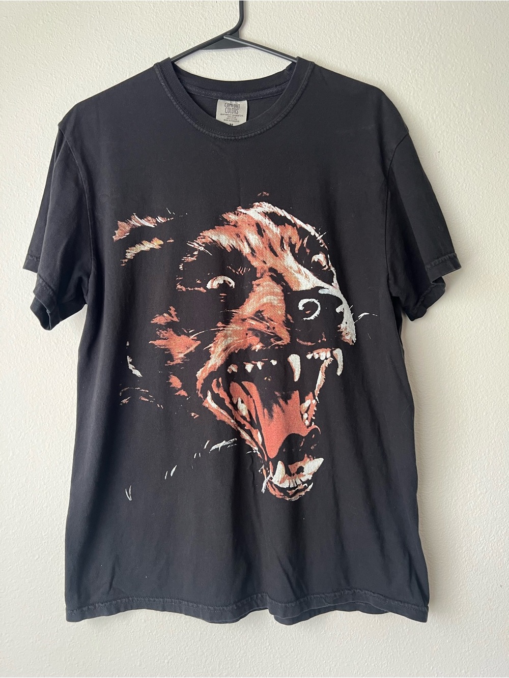 Black Dog Graphic Screen Print Men's Heavyweight T-Shirt